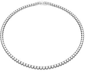 Swarovski Matrix Tennis Halskette mit klaren Kristallen auf einer Rhodiumfassung aus der Kollektion Swarovski Matrix Tennis, One Size, rhodiniertes Zirkonia, One Size, Rhodiniertes Zirkonoxid,