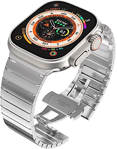 Dabeto Armband Kompatibel mit Apple Watch Apple Watch Band 42mm 44mm 45mm 49mm Apple Watch Ultra Armbander Titanium Metall Ersatz Band Kompatibel mit Series 1 2 3 4 5 6 7 8