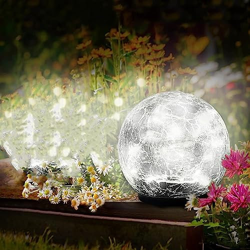OBOVO Solar Bodenleuchte für Garten, Solarlaterne für Außen 40 LEDs Warmweiß Gartenleuchte Wasserdicht Solarlampe für Rasen, Gehweg, Terrassen Deko, Weiß