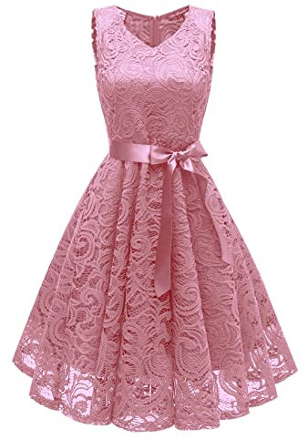tsaChick Damen Maxikleider Sommer Kleid Cocktail Spitzenkleid One Shoulder Ballkleid Boho Brautkleider Spitze Schwingen Abendkleider