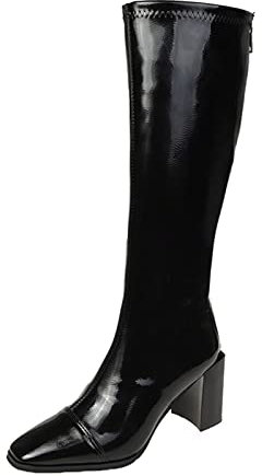 Stivali camperos Donna Marroni Stivali con Tacco Stivali Estivi Donna Traforati Morbidi Stivali Estivi Donna Morbidi Nero Zip Stivali di Ciabatte Donna Eleganti Sandali Uomo Nero-C 38