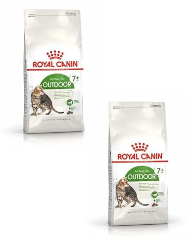 ROYAL CANIN Outdoor 7+ | Doppelpack | 2 x 400 g | Trockennahrung für ältere Katzen mit Freilauf | Kann zur Unterstützung der Nieren- und Harnwegsfunktion beitragen