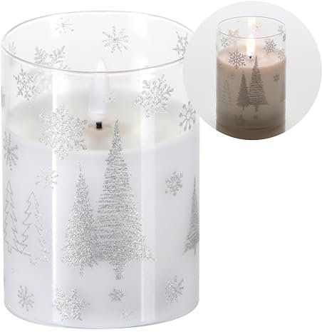 Schlaraffenland LED 3D Kerze im Glas NORA small 7,5x10 cm aus Echtwachs | Deko Kerze | Timerfunktion | Batteriebetrieben | Stimmungsvolle LED Kerzen mit Flackernder Flamme