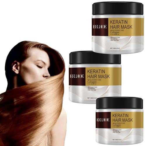 Collagen Hair Treatment, Deep Repair Conditioning Argan Oil Collagen Hair Mask, Collagen Mask Hair, Für Trockenes, Essence for Dry Damaged Hair, Kollagen-Haarbehandlung Haarmaske (3PCS)