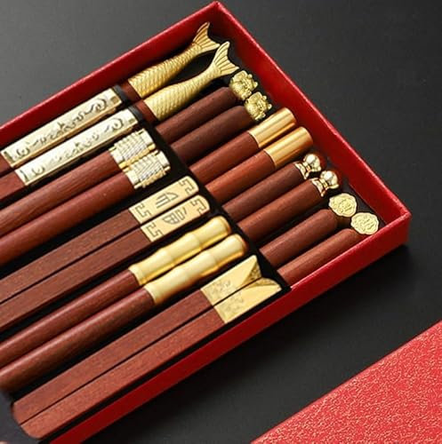 Palillos chinos tradicionales, 10 pares de palillos de caoba, que significan buena suerte y buena suerte. Los Palillos Son Ligeros Y Adecuados para Principiantes.