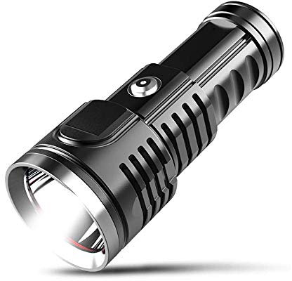 GeRRiT Torcia ricaricabile 4680 Elevato lumen Super Bright LED Torcia a LED LED 18650 Batteria inclusa Ricarica USB IP68 resistente all'acqua 5 Modalità luminose