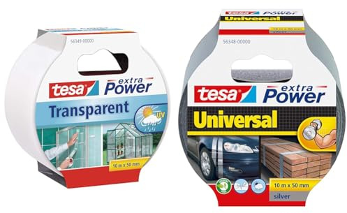 tesa Reparaturband extra Power, transparent, 10m x 50mm & extra Power Universal Gewebeband