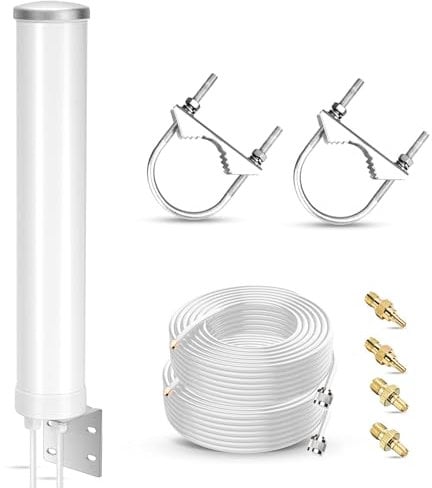 Nelawya Antenne d'extérieur 4G LTE 5G 12 dBi MIMO externe omnidirectionnelle 698-3800 MHz compatible avec routeur 4G LTE 5G M1 MR1100 Modem | Adaptateur TS9 SMA CRC9 | Réception du signal jusqu'à 15
