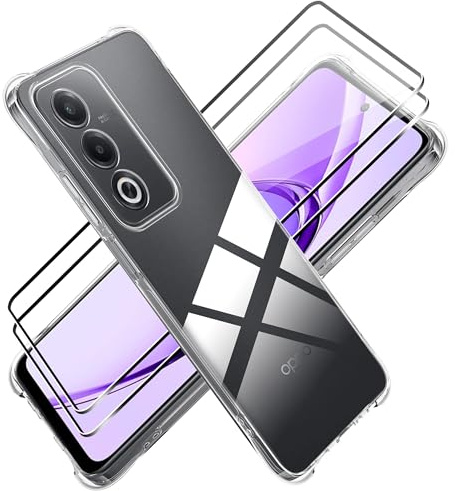 Tieeyivv Custodia per OPPO A80 5G Cover, Vetro Temperato Pellicola Protettiva Case Custodia Transparent Sottile in TPU Morbido, Cover Protezione Anti-Caduta