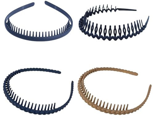 EIH 4 Stück Haarband,Zickzack Haarreif,Haarreifen Damen,Welle Stirnband,Zig Zag Headband,Invisibobble Haarreif,Rutschfestes Stirnband mit Anti-Rutsch Zähne,für Outdoor Sports Yoga(Mehrfarbig)