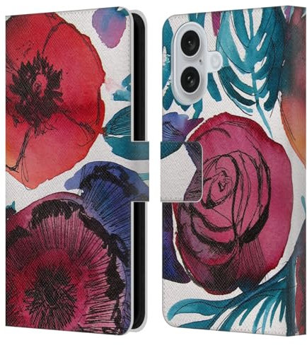 Head Case Designs Offizielle Mai Autumn Violetta Blumiger Garten Leder-Wallet-Hülle Kompatibel mit Apple iPhone 16