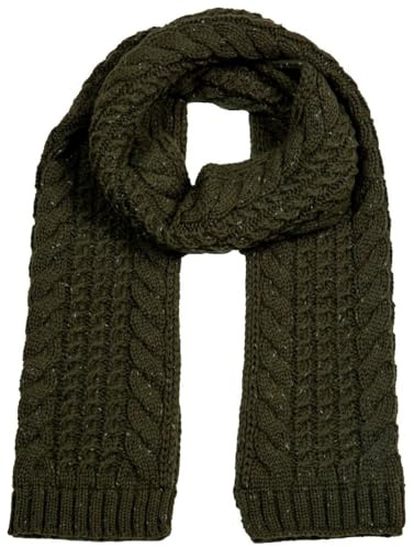 Dents Mens Cable Knit Scarf - Olive Green