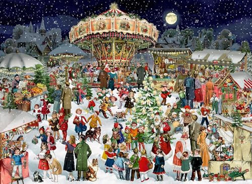 A3-Wand-Adventskalender – Nostalgischer Weihnachtsmarkt