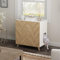 DAWNYIELD Cat Litter Box Enclosure, Wooden Hidden Litter Box Furniture with Dual Entrance, and Ventilation Holes, Indoor Herringbone Pattern Cats House, Cat Llitter Cupboard Cabinet, White