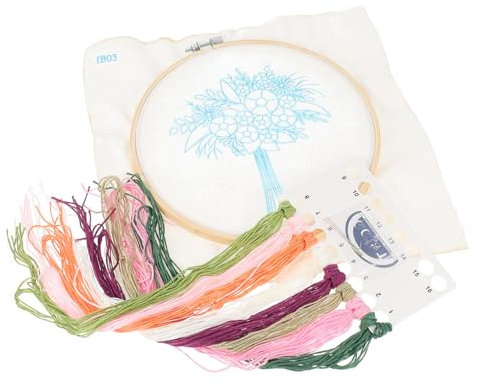 Operitacx 1satz Handstick Blumenmuster Kreuzstich-kit Für Anfänger Diy-stickerei-zubehör Für Erwachsene Enthält Stickrahmen Und Garne Freizeitbeschäftigung Geduld Und Kreativität