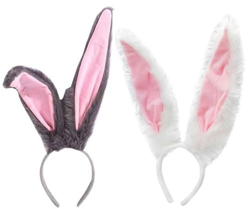 xianshi Hasenohren Haarreif,2 Pcs Hasenohren,Hasenkostüm Damen,Hasen Ohren Haarreif,Hase Rollenspiel Kostüm Accessoire,Für Ostern Karneval Party Cosplay Kostüm Maskerade Dekoration
