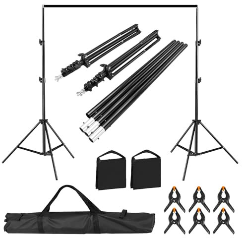 Hintergrund Ständer 2,6X3m, Hintergrundsystem Fotostudio Stativ Teleskop mit Tragetasche, für Studio Photo, Produktfotografie, Video, Party, Hochzeit