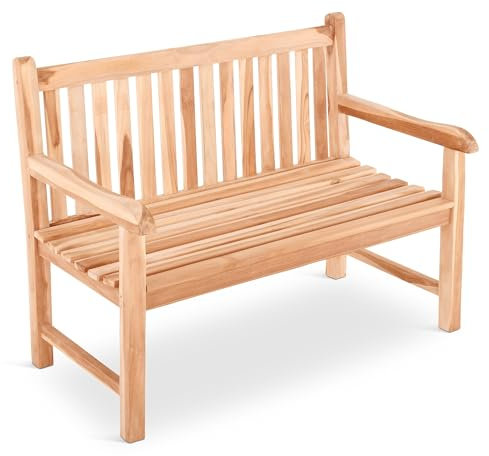 Raburg Gartenbank Teakholz 120 cm, gerade Rückenlehne, feingeschliffenes, naturbelassenes Teak, Belastbarkeit 120 kg pro Sitzplatz, langlebig, massiv & robust, Natur unbehandelt, Lana