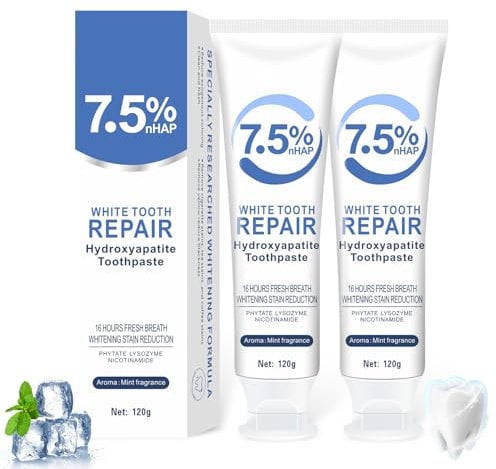 120g*2 Hydroxylapatit Zahnpasta, 2 Stück Hydroxyapatite Toothpaste, Fluoridfreie Zahnschmelzreparatur Zahnpasta, Schützt Den Zahnschmelz, Linderung von Zahnempfindlichkeit
