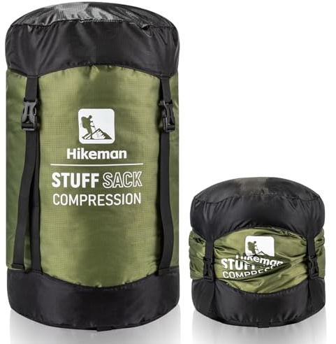 HIKEMAN Ultraleichter Kompressionssack Wasserabweisend für Schlafsack - Aufbewahrungstasche für Schlafsack,Platzsparende Ausrüstung für Reisen,Camping,Wandern,Outdoor (Army Green, L)