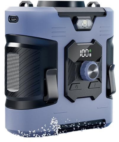 Ventilador de Cinturón Recargable Portátil - Ventilador Personal de 100 Velocidades con Lámpara LED | Aire Acondicionado Personal Portátil con Batería Externa, Lámpara LED para Camping Senderismo