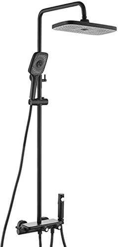 Sistema de ducha, juego de grifo de ducha, juego combinado de ducha de lluvia montada en la pared, juego de ducha de altura ajustable con cabezal de ducha de lluvia de 12 pulgadas, caño de bañera, roc