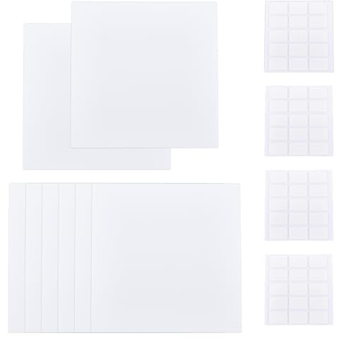 SUPERFINDINGS 8 placas de cubierta para agujeros de pared con 60 pegatinas de plástico de 30 cm, placa a prueba de polvo, placa cuadrada mate en blanco para cubrir suelo, techo y pared