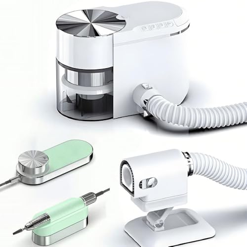 BEESOM Ponceuse Ongles Professionnelle 2-En-1avec Aspirateur,Machine Manucure/Pédicure Silencieuse (≤68db) 35000 TR/Min,Tuyau Rallonge Inclus,par Aspiration,Outils Manucure Ongles Acrylique Green