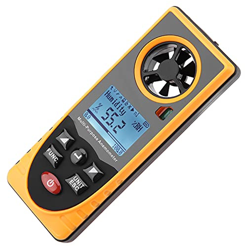 Yctze Anémomètre Numérique Multifonctionnel à écran LCD GM8910 - Mesure la Vitesse du Vent, la Température, l'humidité, la Pression Atmosphérique, etc. - Anémomètre Portable et Facile à Lire