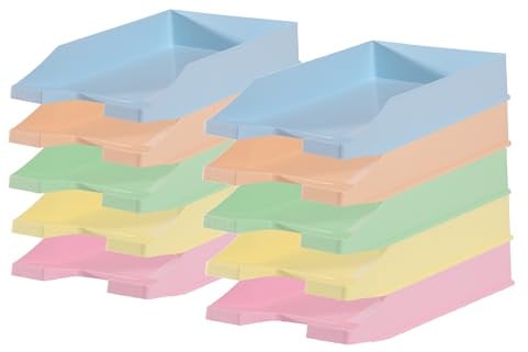 HAN 1027 Briefablage Klassik, Schreibtisch Organizer, Bürobedarf, Ablagefächer, Büromaterial, Briefkorb, Dokumentenablage, bis Format A4/C4 (Klassisch, Modern, Pastell Sortiert, 10 Briefablagen)