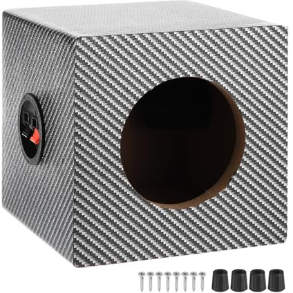 sourcing map Box altoparlante in legno con porte da 5 pollici, scatola subwoofer singola ventilata nera bianca per auto audio camion scatola altoparlante per fai da te Home Vehicle Audio forniture