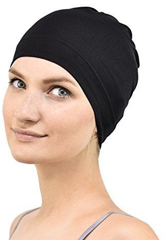Jasmine Silk Bambus Schlaf Cap - Geeignet für Chemo & Haarausfall - Cardani Chemo Krebs -Hut (schwarz)