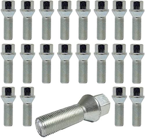 TRACER 20 Radschrauben Radbolzen M12x1,5 28mm Kegelbund kompatibel mit Audi BMW VW Chrysler Citroen Daewoo FIAT Mercedes Mini Nissan Opel Peugeot Renault Seat Skoda Suzuki Volkswagen Dacia
