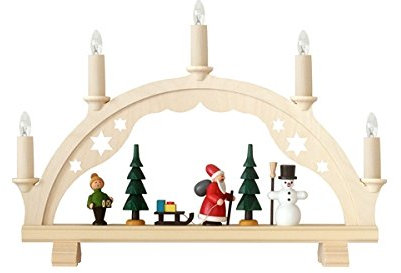 Rudolphs Schatzkiste Schwibbogen Weihnachtsmann bunt mit Beleuchtung Höhe=27cm NEU Lichterbogen Fensterbogen Erzgebirge Seiffen Weihnachten Holz Dekoration
