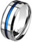 Mianova Herren Band Ring Bandring Edelstahl poliert Zwei Ton Silber mit blauen Inlay Männer Biker Rocker massiv breit Herrenring Größe 71 (22.6)