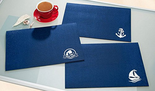 GILDE Tischset Platzset rechteckig, 2er Set maritim: Anker/Segelboot aus Filz