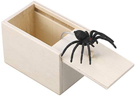 STOBOK Spinne Überraschung Streich Holz Angst Box Witz Spielzeug Narren Day Box für Erwachsene Kinder (White Board, Spinne)