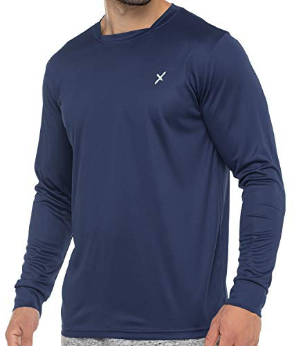 CFLEX Herren Fitness Shirt Langarm, Sporthemd Longsleeve, Quickdry Piqué - Navy M