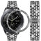 DEALELE Armband Kompatibel mit Samsung Gear Sport/Galaxy Watch 42mm / Galaxy Watch 4 Classic (42mm), 20mm Luxus Strass Diamant Metall Armbänder mit Bezel Ring Schutzhülle Ersatz bänder, Schwarz