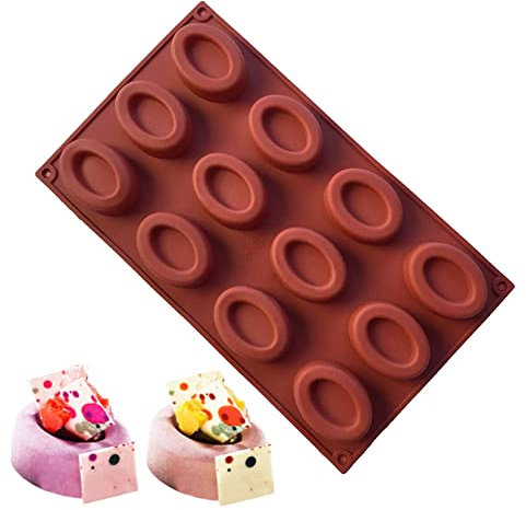 Silicone Mould,MKNZOME 12 Cavity Dome Silicon Bakeware Cake Baking Mold Tray for Cake Soap Jelly Pudding Candy Chocolate Ice Cream Bombes