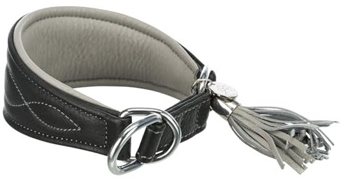 TRIXIE Active Komfort Windhunde Halsband Größe XS: Halsumfang 21-26 cm/40 mm in schwarz - extra breites Hundehalsband für sehr kleine Hunde, schützt den Kehlbereich, unterfüttert, 18960