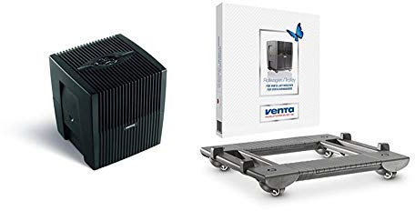 Venta Luftwäscher Comfort Plus LW25 Luftbefeuchtung und Luftreinigung (bis 10 µm Partikel) für Räume bis 45 qm, Brillantschwarz, mit digitaler Steuerung & Rollwagen, anthrazit