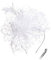 OUHO Damen Fascinator Hut Blume Mesh Federn Clip Kopfschmuck Haarschmuck für Party Kirche Hochzeit Cocktail Jockey Club weiß