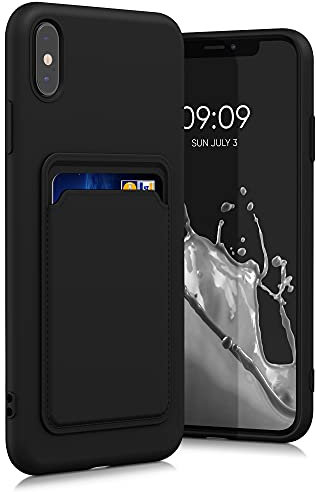 kwmobile Case Compatible with Apple iPhone XS Max Case - TPU Phone Cover with Credit Card Holder - Black