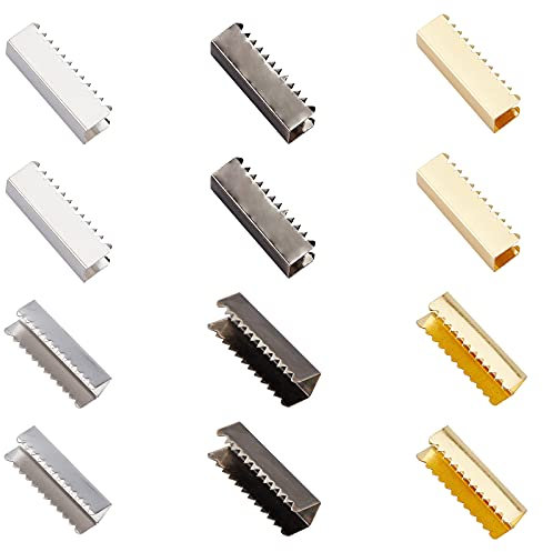 PandaHall 120Stk 3 Farben Gürtelschnalle Endspitze Band Crimpenden Ergebnisse Für Gurtband Student Gürtelclip Reparatur Riemenende