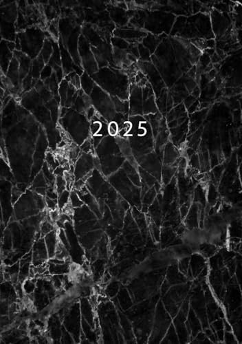 2025: A5 Kalender Planer | 1 Woche auf 2 Seiten | Jan - Dez Wochenplaner | Kalenderbuch Terminkalender Organizer Wochenkalender Terminplaner Buchkalender Jahresplaner Taschenkalender | Marmor Schwarz