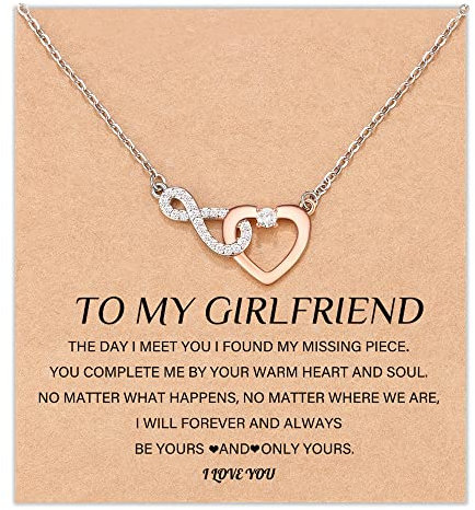 Aunis Gifts for Girlfriend, Girlfriend I Love You Gifts Infinity Heart Necklace for Her Women Birthday Christmas Valentines