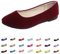 Hwalleum Women's Ballet Flats, Womens Simple Casual Flat Shoes Solid Color Pumps Ladies Girls Dolly Ballet Ballerina Work Smart Office Formal Comfort Pointed Toe Slip On Flats Shoes Wine Red