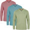 JRC Just Royal Clothing Pack of 3 Mens Long Sleeve V-Neck T-Shirts, Casual Vee Neck Tops (Sage, Stone Blue, Mouve, XL)
