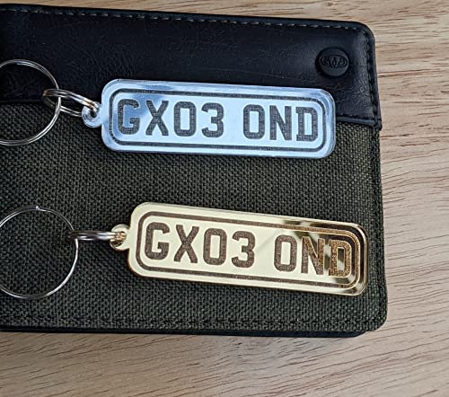 Acrylic Personalised Number Plate Mirrored Keyrings Engraved Letters Number Car Gift Keychain
